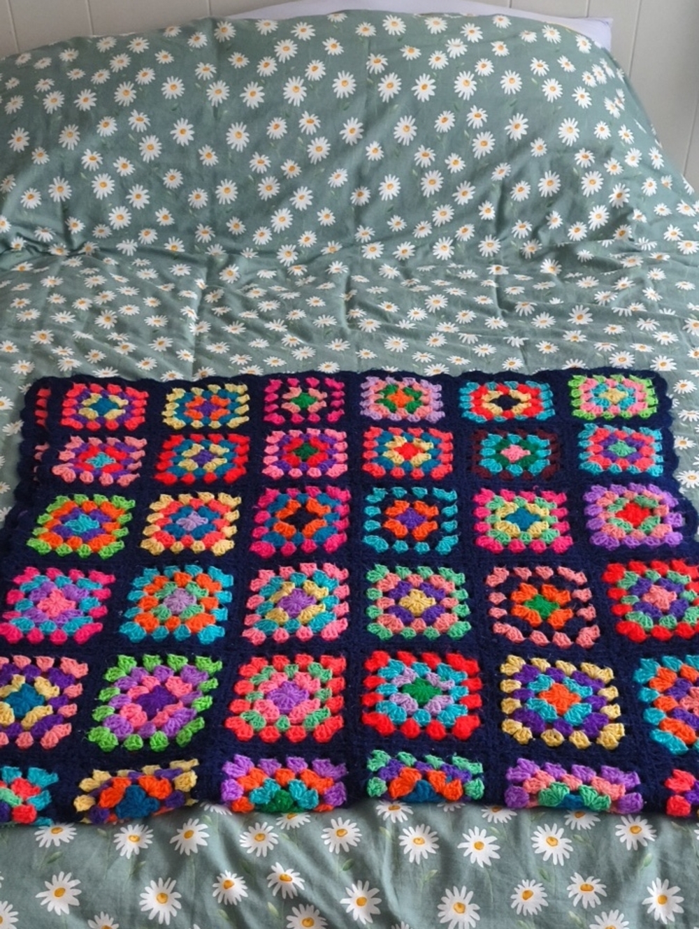 Handmade Crochet Granny Square Throw Blanket